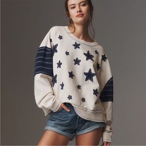 Anthropologie Pilcro star patched oversized sweatshirt size L